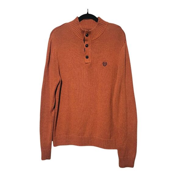 Ralph Lauren Chaps Mens M Henley Pullover Knit Sweater Academia- Dad Elbow Patch - Picture 11 of 11